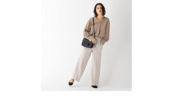 Amazon Co Jp オペークドットクリップ ジョグ ワイドパンツ M ストレッチ ベージュ 春夏秋冬 服 ファッション小物