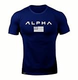 [SHANLIANG] ジムtシャツ ストレッチ 半袖 細身 フィットネス トレーニング 筋トレ スポーツ おしゃれ メンズ 速乾性 吸汗 カジュアル アクティブ Tシャツ ウェア メンズ tシャツ (L, ネイビー)