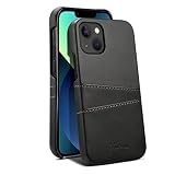 iPhone13 ケース 6.1インチ用 薄型 背面ポケット付き 2枚カード収納 耐衝撃 PU+PC素材 スマホケース(ブラック)