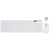 マウスとキーボードのセット、キーボードとマウスのワイヤレス FN + マルチメディア (白)