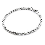 [SEIYA INTERNATIONAL] ブレスレット メンズ ステンレス アクセサリー ベネチアンチェーン 細め シルバー (幅4mm 長さ21cm)