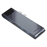 Thunderbolt 3 ドッキングステーション アルミ製 Macbook Pro/New Macbook Air 専用 PD対応 USB Type-C/USB 3.0 / HDMI/LAN/SDカード/micro SDカード 動作確認LED付き 変換アダプタ (グレー)