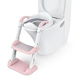 Thinkmax トイレステップ 補助便座 トイレトレーナー ステップ付き レトレーニング 折りたたみ 子供用 踏み台 トイレ アラウーノ対応（ピンク）