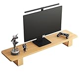 loyfreeyo モニター台 卓上 木製 デスクシェルフ パソコン台 PCラック プリンタ台 ディスプレイ 台 pc台ノートパソコン 台 机上台 モニタースタンド キーボード収納 ノートパソコンスタンド 卓上収納 整理 (ナチュラル A,60cm)