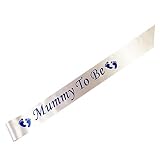 Mummy To Be Baby Shower Party Sash (White & Blue) by Uk Baby Shower Co
