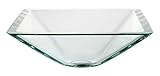 Kraus GVS-901-19mm-G Aquamarine Square Clear Glass Vessel Bathroom Sink with PU-MR Gold by Kraus