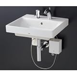 ★[LSF722BASMW]TOTO 壁掛洗面器　水石けん入れセット　自動水栓一体形小型電気温水器　ボトルトラップワンプッシュ式　壁給水　床排水
