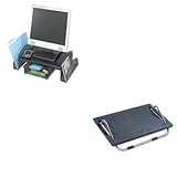 kitsaf2105saf2159bl – Valueキット – Safco ergo-comfort調節可能なフットレスト( saf2105 )とSafcoオニキスメッシュスチールモニタスタンド( 