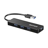 バッファロー 純正品 4ポートUSBハブ BSH4U120U3(BK) USB3.0対応 高速転送 バスパワー ケーブル直付け 持ち運び便利 96×11×31mm ブラック