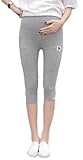 BEREAM マタニティ レギンス スパッツ パンツ 七分丈 7分丈 ストレッチ ウエスト ゴム 調整 (L, グレー)