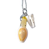 イカ 夜光貝 & 宝貝 根付 深海珊瑚 枝付き 銀色紐