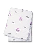 Lulujo Baby Muslin Cotton Swaddling Blanket, Hippo/Pink, 47" x 47" by lulujo Baby [並行輸入品]