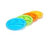 Green Eats Divided Plates (4 Pack, Blue / Green / Yellow / Orange) by Green Eats