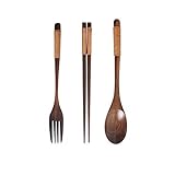 2本の天然木の長いハンドルフォークスプーンキッチン調理器具食器食器類、木製の色