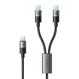 Mcdodo 2in1 急速充電ケーブル USB-C to USB-C&Type-Cケーブル 100W PD急速充電 Type-Cコード 高速データ転送 アルミ合金シェル 丈夫なナイロン編み LED表示ライト付き タイプC 充電コード MacBook iPad iPhone 17/16/15シリーズ Xperia Galaxy Pixel その他Android機種など対応 1.5m