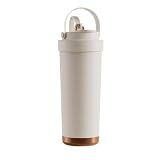 Yirdapall タンブラー セラミック ストロー付き 水筒 蓋付き 750ml セラミックコーティング 真空断熱 大容量 保温保冷 漏れ防止 おしゃれ マグボトル 3WAY 直飲み 持ち運び オフィス アウトドア キャンプ スポーツ 車載せでき (ホワイト,750ml)