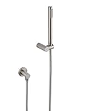 Isenberg HS1004BN Universal Fixtures Round Hand Shower Set With Wall Elbow and Holder, HS1004, Brush