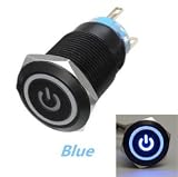Sndy 12v 5 ピン 19 mm Led 金属プッシュボタン瞬間電源スイッチ防水スイッチ黒 - 青