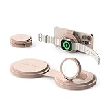 SATECHI OntheGo™ 2 in 1 ワイヤレス充電器 Qi2 ポータブル 3台同時 充電器 1mケーブル付 iPhone 17～12 シリーズ用 15W 急速充電、Apple Watch 用 5W、AirPods 用 5W、マグネット式トラベル充電ステーション – デザートローズ