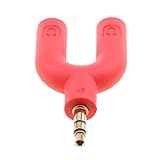 homyl 3.5 MMステレオオーディオスプリッタイヤホンヘッドホン2 Way Adaptorキーリングレッド