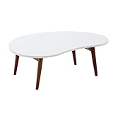 大川家具 関家具 センターテーブル 豆型 90cm幅 ホワイト/ウォールナット 234265