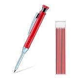 YFFSFDC 建築用シャーペン 1本 2.8mm 大工用鉛筆 木工用マーカー マーキングペン マーク用マーキングツール 建築/大工/木工/工事/スケッチ/マーク/デッサン 替え芯6本付き(赤鉛筆＋赤替芯6本)