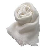 [.a all over the world] ストール リネン 100% 大判 春夏 ショール 麻 スカーフ レディース インド製 (オフホワイト)