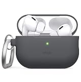【elago】 AirPods Pro2 対応 ケース 耐衝撃 カラビナ 付 薄型 ソフト シリコン カバー Lightning USB-C ワイヤレス充電 MagSafe 対応 [ Apple AirPods Pro 2 アップル エアポッツプロ2 第2世代 対応 ] ORIGINAL HANG ダークグレー