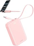 iWALK モバイルバッテリー 10000mAh 45W急速充電 30W入力 USB-C/Type-Cケーブル内蔵 ケーブル不要 ストラップケーブル スタンド付き LED残量表示 パススルー対応 小型軽量215g もばじゅう iPhone 17e/17/16/15 Android/iPad対応 PSE認証済 ピンク