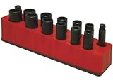 3/8 In Drive Deep Socket Organizer w/ Magnetic Base - Standard Red by Mechanics Time Saver