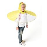 キッズ レインウェア レインウェア UFO 雨具 携帯ポーチ付き 防水 子供用 可愛い 女の子 男の子 梅雨対策 (イエローアヒル)