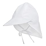 B Blesiya 全４色　UV　帽子　日よけ　サンハット　フラップ付　赤ちゃん　ベビー　子供　キッズ　 男の子　女の子　軽量　紫外線対策　全2サイズ - 白, S