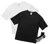 [ユナイテッドアスレ] UnitedAthle 綿 ビッグシルエット Tシャツ 2枚組 Sportsソックスセット ホワイト/ブラック S