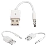 VizGiz iPod Shuffle充電ケーブル USBデータ同期充電コード 交換用ジャック 3.5mm オス AUXプラグ - USBオスアダプター Apple iPod Shuffle 3/4/5/6/7 Gen 第3世代 第4世代 第5世代 MP3/MP4用 2個パック