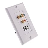 SONONIA USB2.0 ポート　3RCA　メス　 壁　コンセント　 オーディオ　 ABS プレート　　USBウォールアウトレット