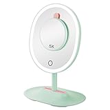 ASCINATE Lighted Vanityミラー楕円形USB充電式タッチスクリーン調光機能付きメイクアップミラーwith 5 x Manifyingスポットミラー、90 °調節可能なテーブルカウン