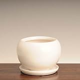 洋風モダン鉢(受け皿付・白色) 14cm