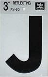 hy-ko rv-50 / J 3 "ブラックビニールself-stick反射文字J