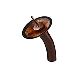 VIGO Single Handle Waterfall Bathroom Faucet with Auburn/Mocha Glass Disc, Oil Rubbed Bronze [並行輸入品]
