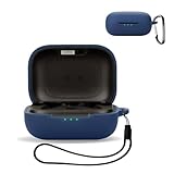 For EarFun Air Pro 4 用 ケース カバー 【KONXISA】ワイヤレスイヤホン ケース シリコン素材 着用しやすい 耐衝撃 防水防塵 ウォッシャブル（カラビナ付き+ストラップ付き ） 装着充電可能 持ち運びがしやすい（ブルー）
