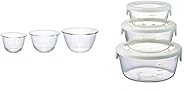 【セット買い】HARIO(ハリオ) 耐熱ガラス製ボウル 900ml 1500ml 2200ml +保存容器丸3個セット 日本製