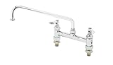 T&S Brass B-0221-CC Deck Mount Double Pantry Faucet with 8-Inch Centers, 12-Inch Swing Nozzle and 1/