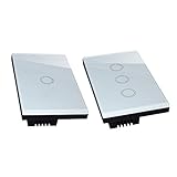 B Baosity 高品質　1ウェイタッチ　壁　制御ライトスイッチ　クリスタル　ガラスパネル　1ギャング　3ギャング　2個 　