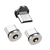 【国内ブランド 1PIN 端子単品】DAIAD マグネット充電アダプターのみ MicroUSB 端子3個セット 磁石式 コネクタ 充電専用 プラグ 360度回転 Android スマホ 防塵キャップ マイクロUSB
