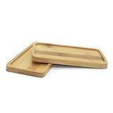 T4U 16.5CM 天然竹製トレイ レクタングル バンブートレー ベージュ 2個入り