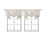 (110cm x 110cm 2 Panels, Cream) - Deconovo Cream Curtains Rod Pocket Blackout Window Curtains Tie Up
