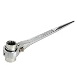 Lautechco 銀 足場ラチェットレンチソリッドスパナ19ミリメートル/22ミリメートルの修復プロフェッショナルツール