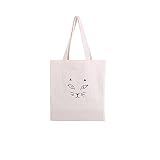 動物プリント キャンバス トートバッグ ショッピング袋 猫 (白)