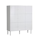 キャビネット 完成品 3列3段 ホワイト 北欧 白家具 扉付き nail 120M cabi