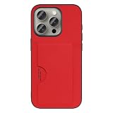 LOOF SKIN SLIM-SLOT レザー カード収納 スマホケース for iPhone 15 Pro 用 ケース カバー 背面 ストラップホール カードポケット シンプル 耐衝撃 薄型 軽量 leather [レッド]